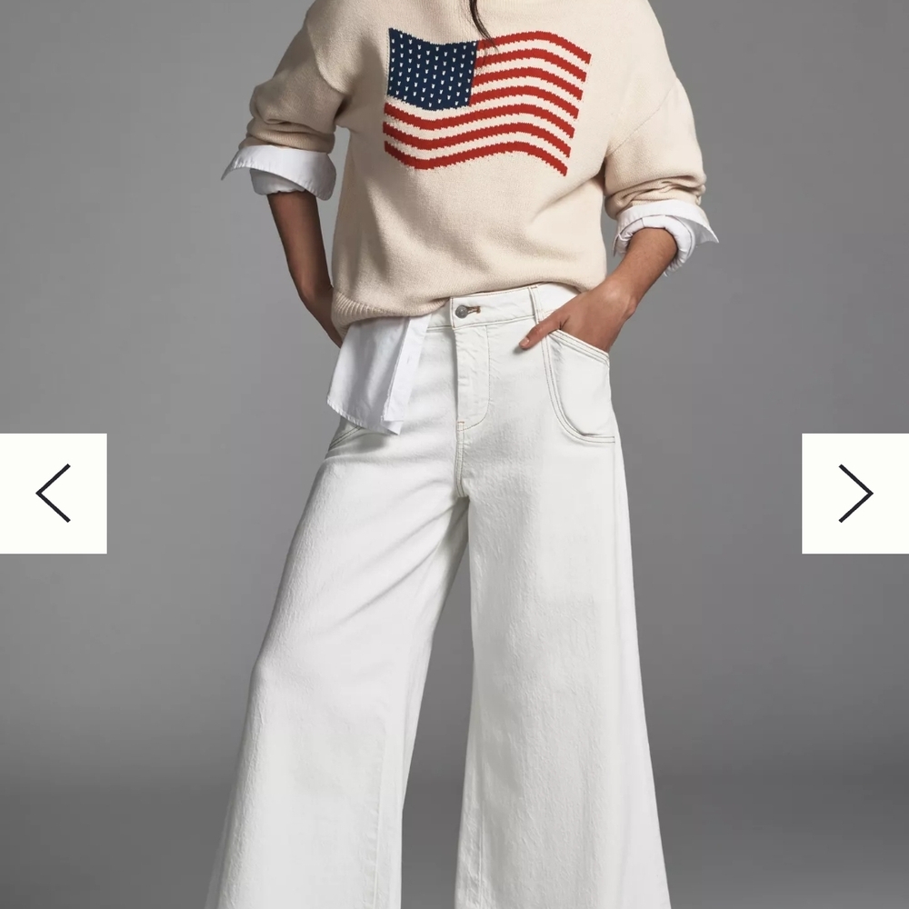 Anthropologie White Flare Wide-Leg Jeans